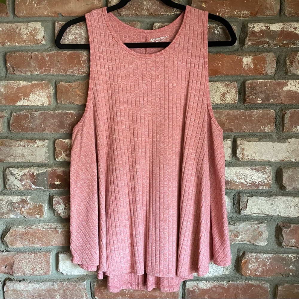 Arizona Jeans Racerback Tank Ribbed Pink